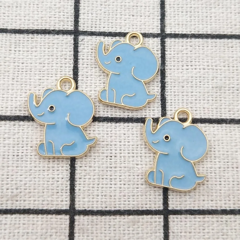 

10pcs Enamel Elephant Charm Jewelry Accessories Fashion Necklace Pendant Bracelet Charms Diy Craft Supplies 15x17mm