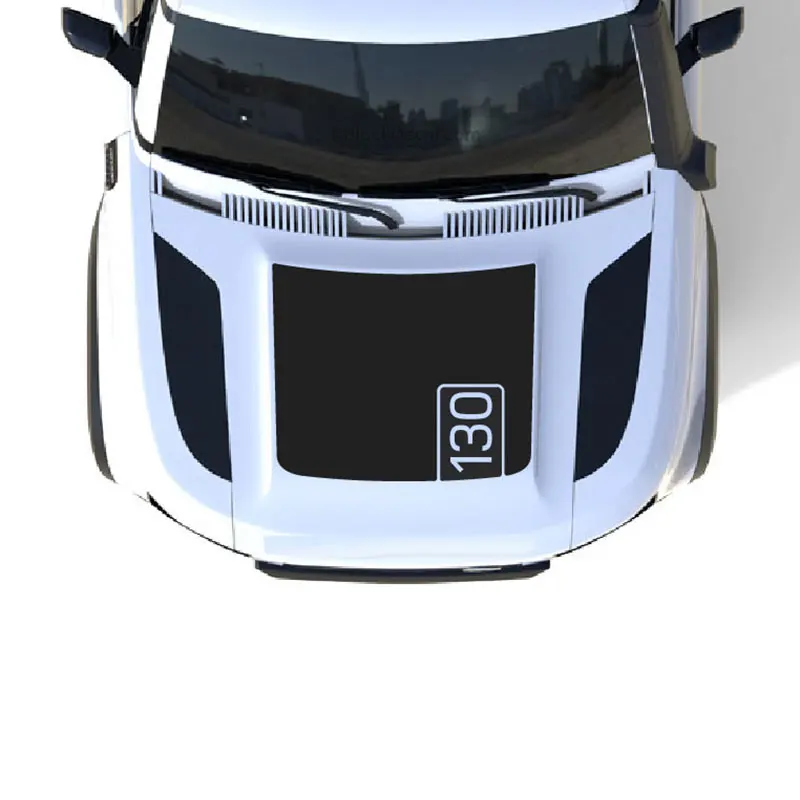 

For Land Rover Defender 130 2020-2023 PVC Black Car Front Engine Hood Trim Stickers Pull flower film Car Accessories