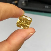 Pirmiana New 13.5x13.5mm Crushed Ice Ctting Radiant Cut Yellow Moissanite Stone Loose Gemstone  For Jewelry Rings Making
