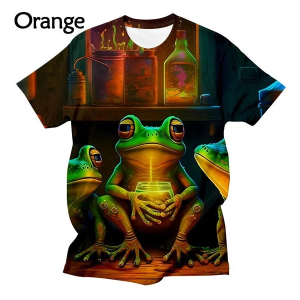 

Funny Fashion Cute Animal Short Sleeve Frog 3D Printed T Shirt Men Casual Round Neck Tops