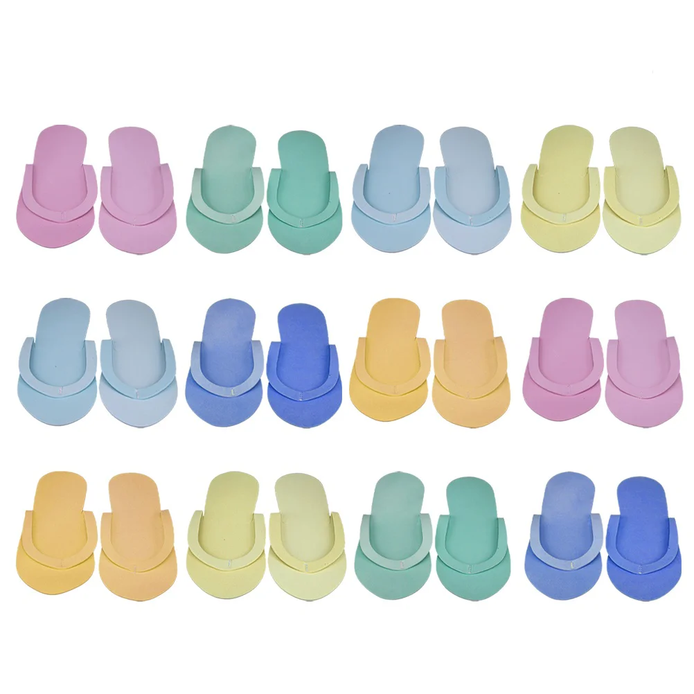 

12 Pair Disposable EVA Slipper Hotel Single Use Slippers Travel Environment Slippers (Random Color)