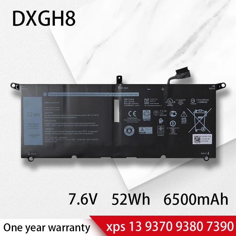 

Новый аккумулятор DXGH8 для ноутбука Dell XPS 13 9380 9370 7390 Inspiron 13-5390 7390 7391 5391 G8VCF H754V 0H754V HK6N5 P82G 52WH