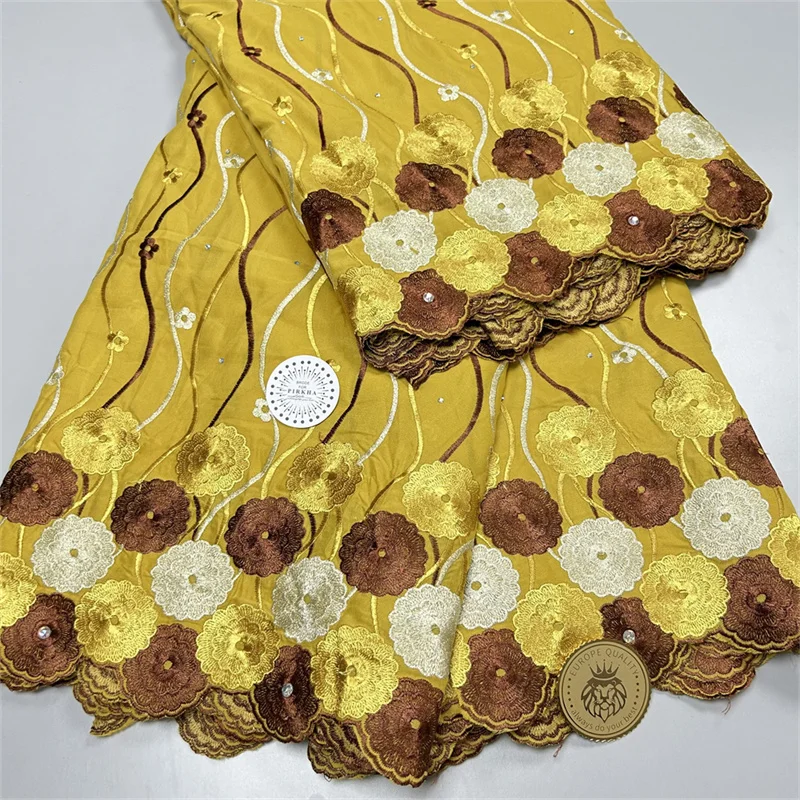 

Швейцарская Кружевная Ткань 5 ярдов, новейшая Тяжелая вышивка бисером, африканская 100% хлопчатобумажная ткань, швейцарская вуаль, кружево, популярный Дубайский стиль 4L08303