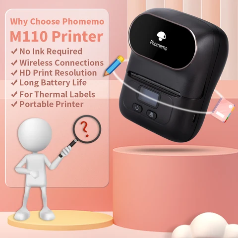 Phomemo M110 портативный принтер для этикеток миниатюрный тепловой самоклеящийся принтер для наклеек мобильный Карманный бирка цена УФ-принтер для наклеек