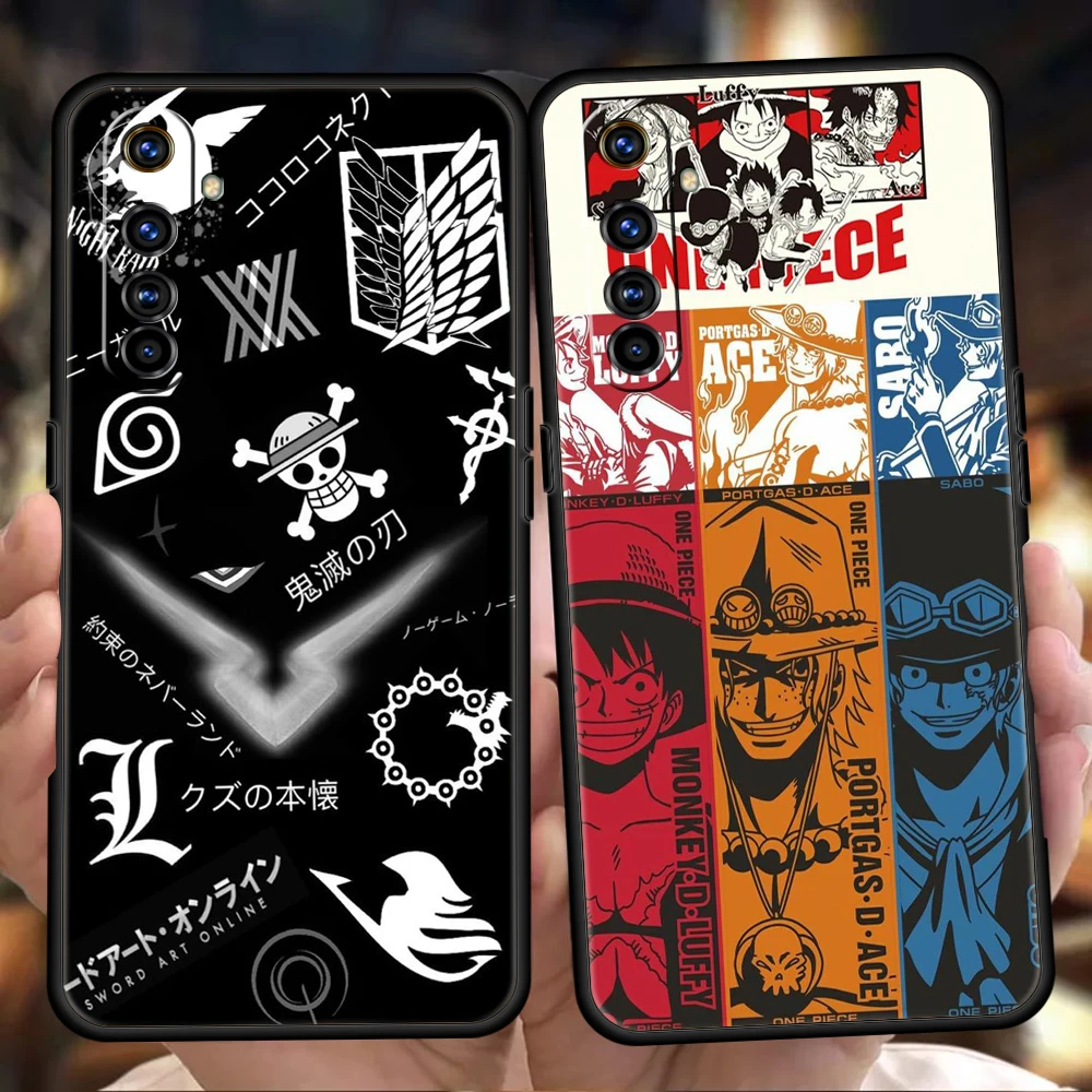 

Anime ONE PIECE Phoen Case Cover For Realme 8i 9i 9 8 7 6 Pro C25 C21 C11 C3 GT2 Pro Plus 5G Silicone Shockproof Shell Funda TPU