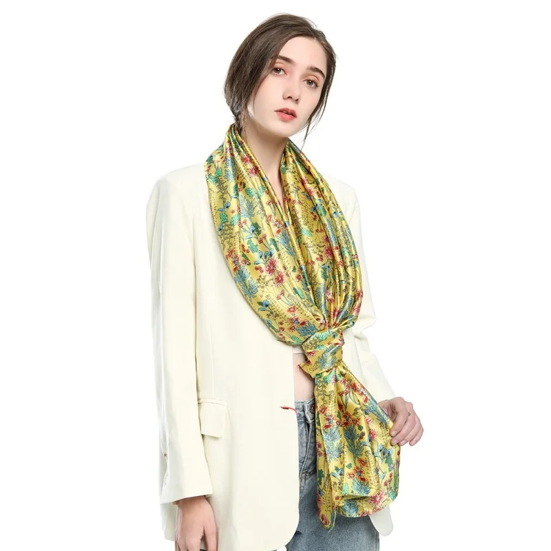 

Spring Summer Fashion Silk Scarf for Women New Colorful Printing Satin Scarves Shawl Silk Women Neckerchief Free Shipping