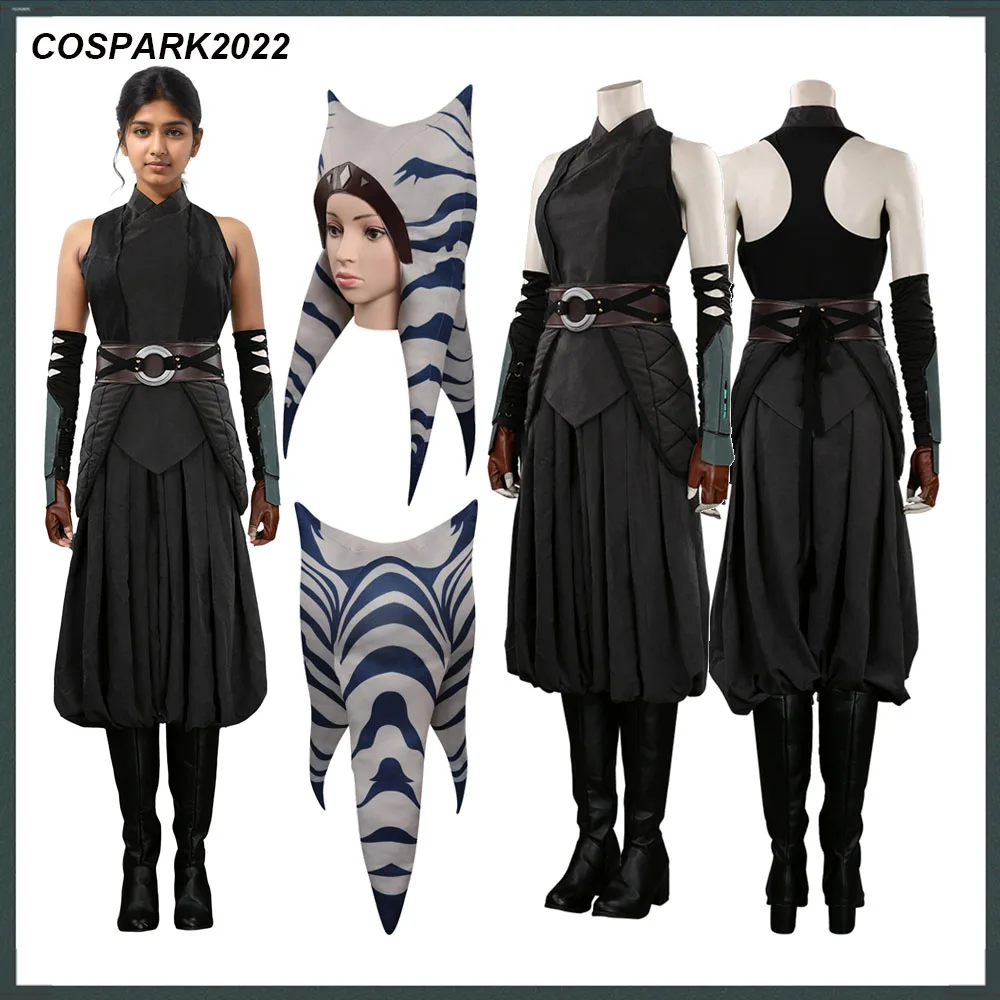 Головной убор для косплея асоки на Хэллоуин Женский костюм с топом юбкой и поясом