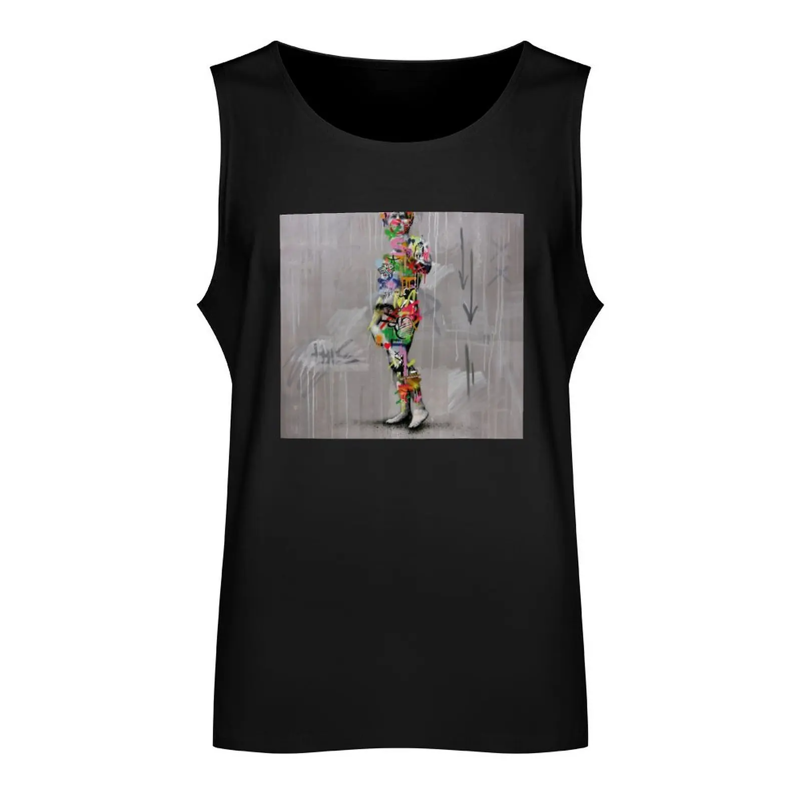 Дэвид Defaced by Colorful Graffiti Art Banksy Tank Top Мужские футболки милые топы