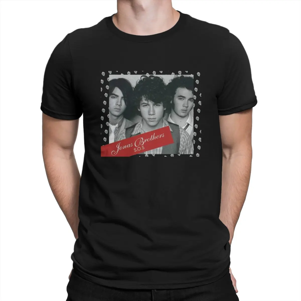 

Men's T-Shirt Music Vintage Pure Cotton Tees Short Sleeve J-Jonas Brothers Band T Shirt Crew Neck Tops Printing