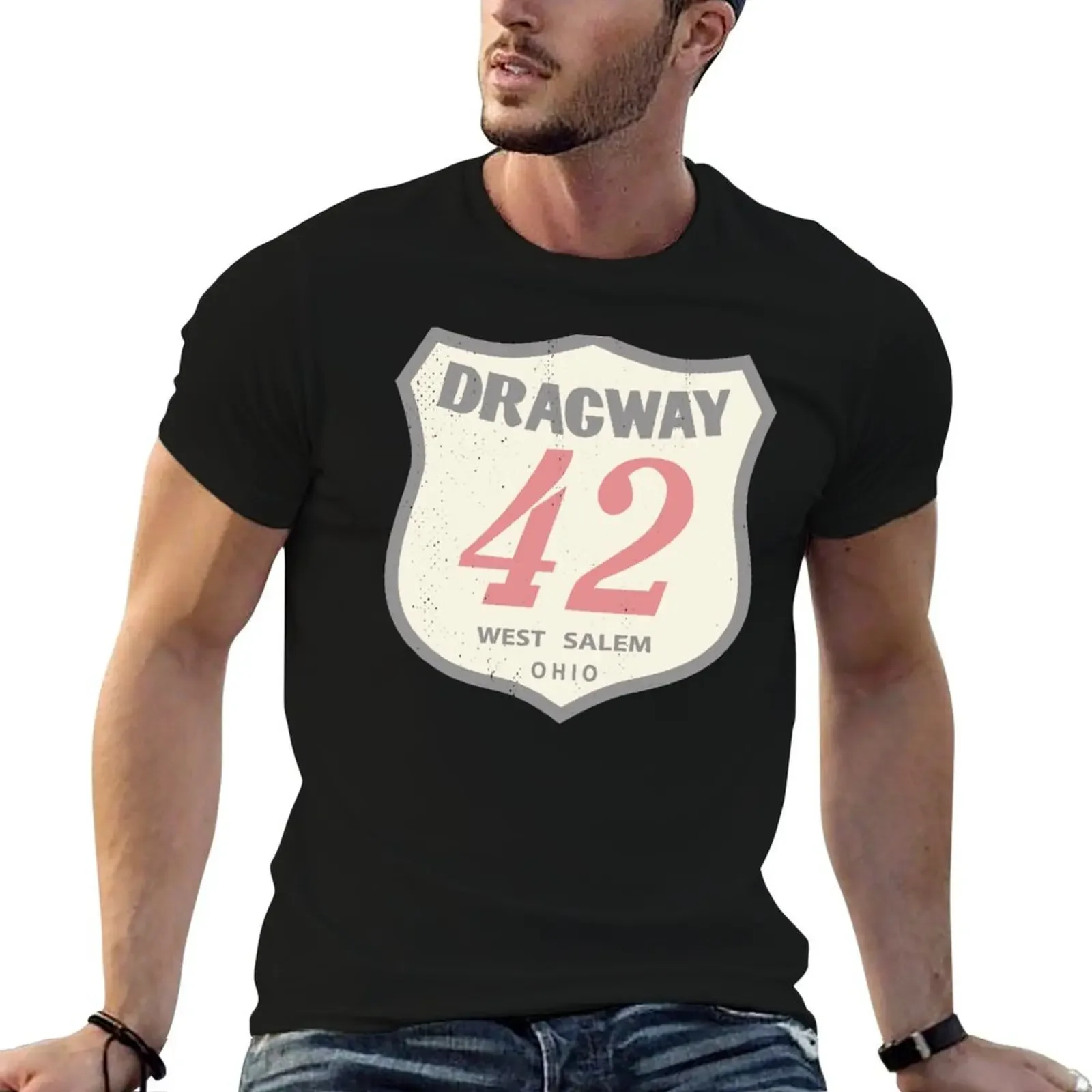 ВИНТАЖНАЯ футболка Dragway 42 West Salem Ohio (Distressed) футболки с аниме новое издание забавная