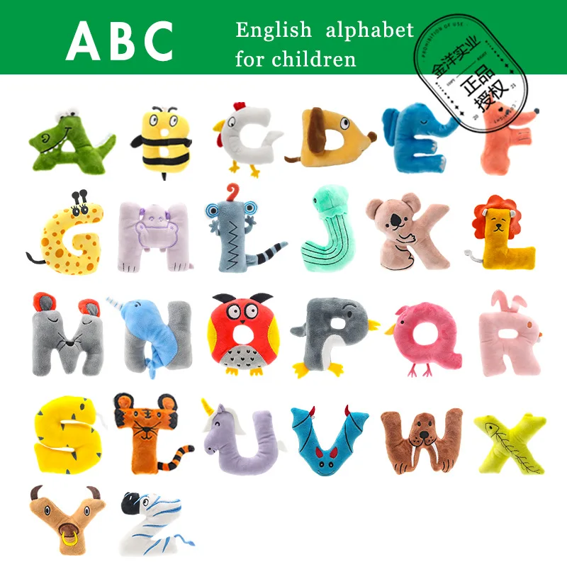 

A-Z 12CM Alphabet Lore 26 Letters Legend Letter Animal Toys English Enlightenment Toys Plush Educational Toys