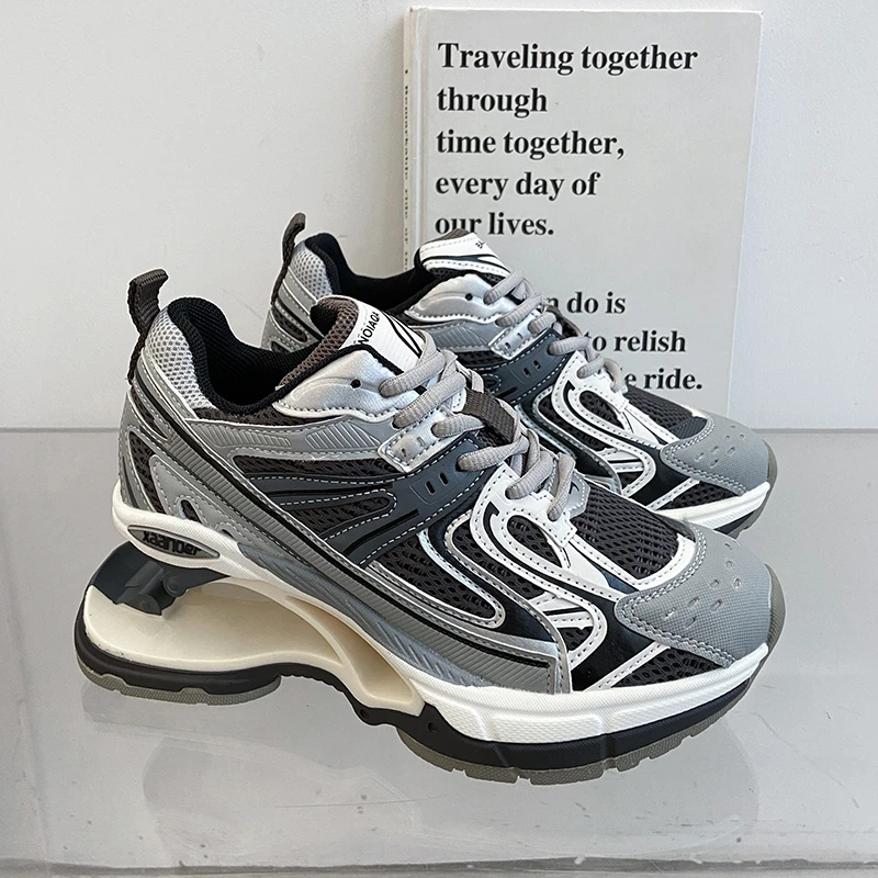 2023 New Women'S Shoes Sneakers Summer Shoes Thick Sole Increased Mesh Breathable Shock Absorption Suspension Leisure