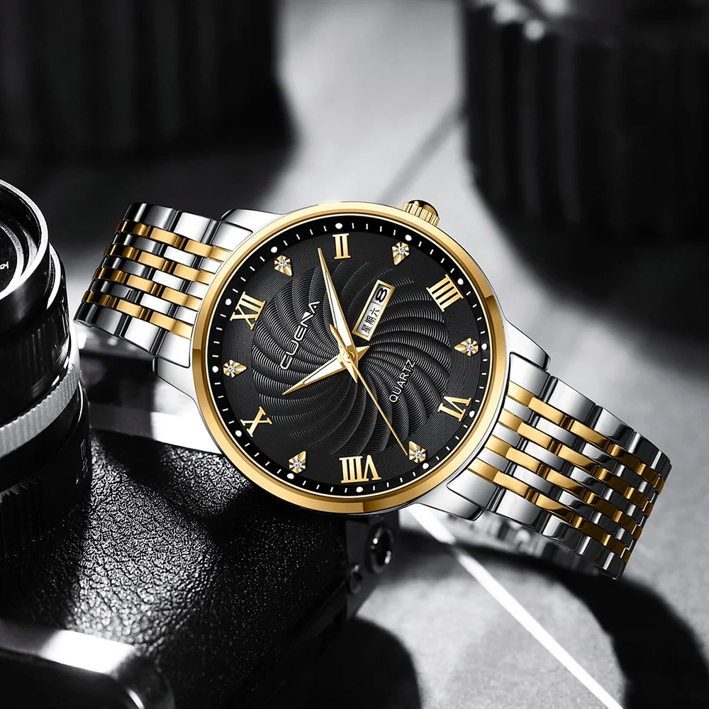 

Мужские кварцевые аналоговые часы из нержавеющей стали с римскими цифрами