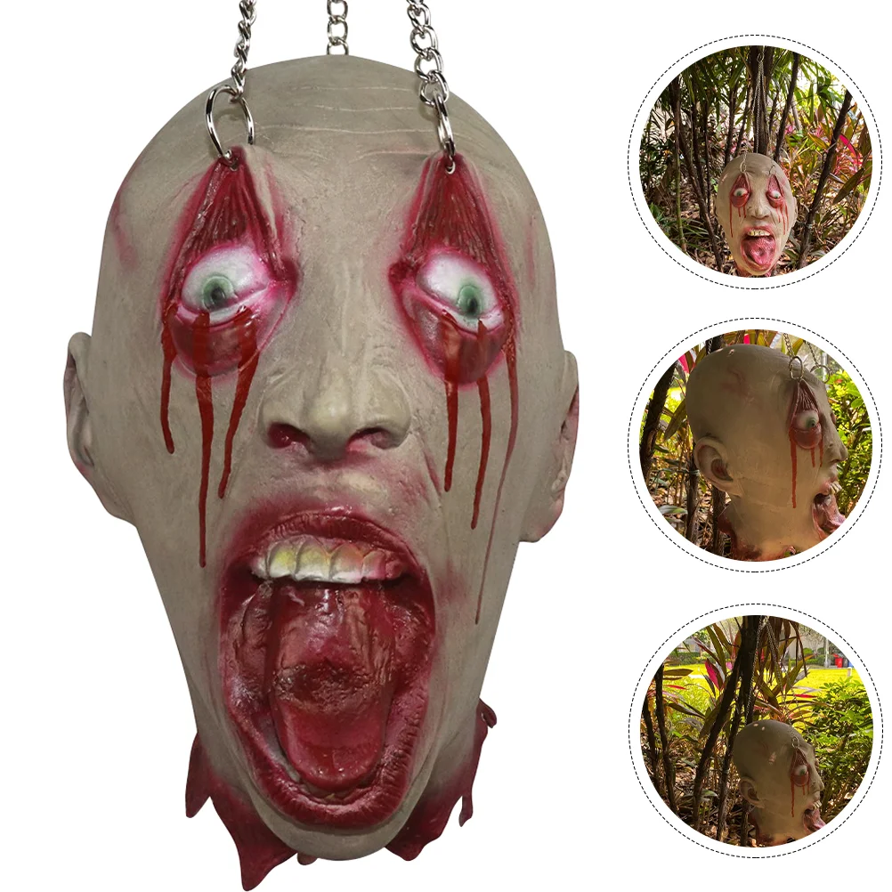 

Head Pendant Horrifying Body Party Prop Halloween Decor Scary Ornament Fake Masquerade Decorations Blood Broken Pillar