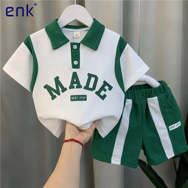 Boys' Summer Suit 2022 New Cool Handsome Boy Polo Shirt Shorts Fried Street Children's Two-Piece Suit
