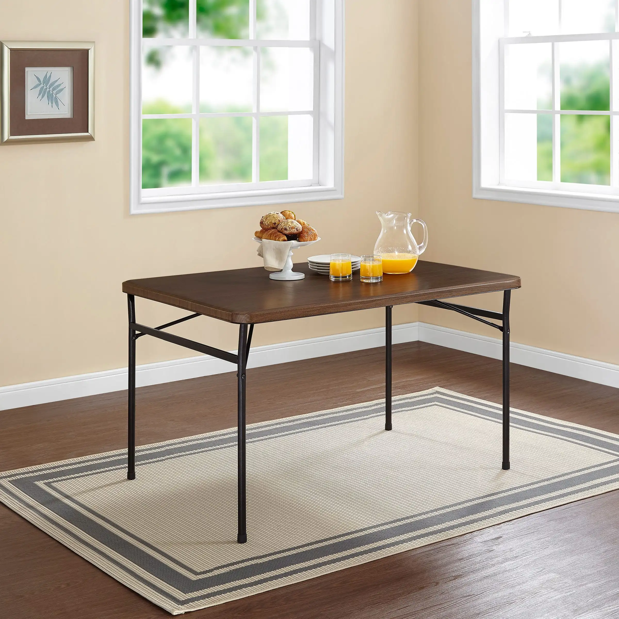 

48" Faux Wood Folding Table, Walnut