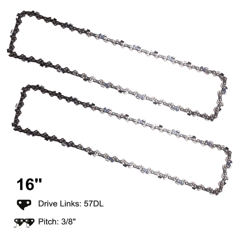 Набор из 2 пильных цепей 3/8 дюйма 1 3 мм 57TG 40 см (16 дюймов) Сменная цепь для различных
