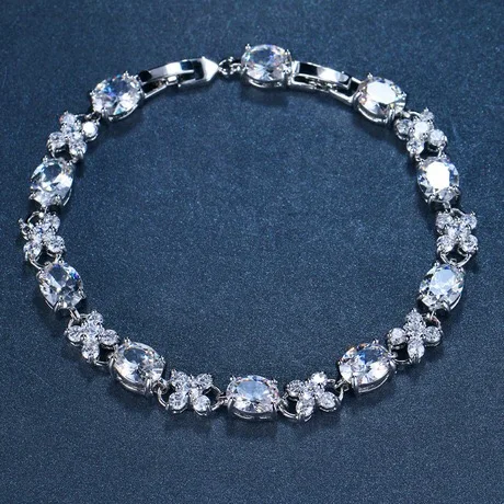 

S30 Platinum Plated Ellipse Stone Length 9MM 5A NSCD stone Classical Tennis Bracelet For women luxury brand