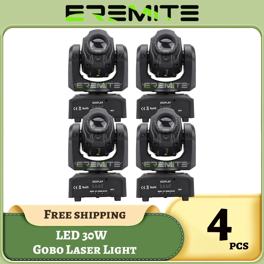 Нет налога 4 шт. 30 Вт фонарь лазерного освещения движущаяся головка сценический