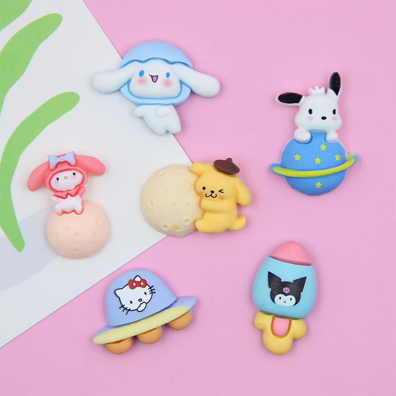 

5Pcs Sanrio Kawaii Anime Cinnamoroll Resin Phone Case Decoration Kuromi Cute Cartoon Hairpin Sticker Pendant Toys for Girls