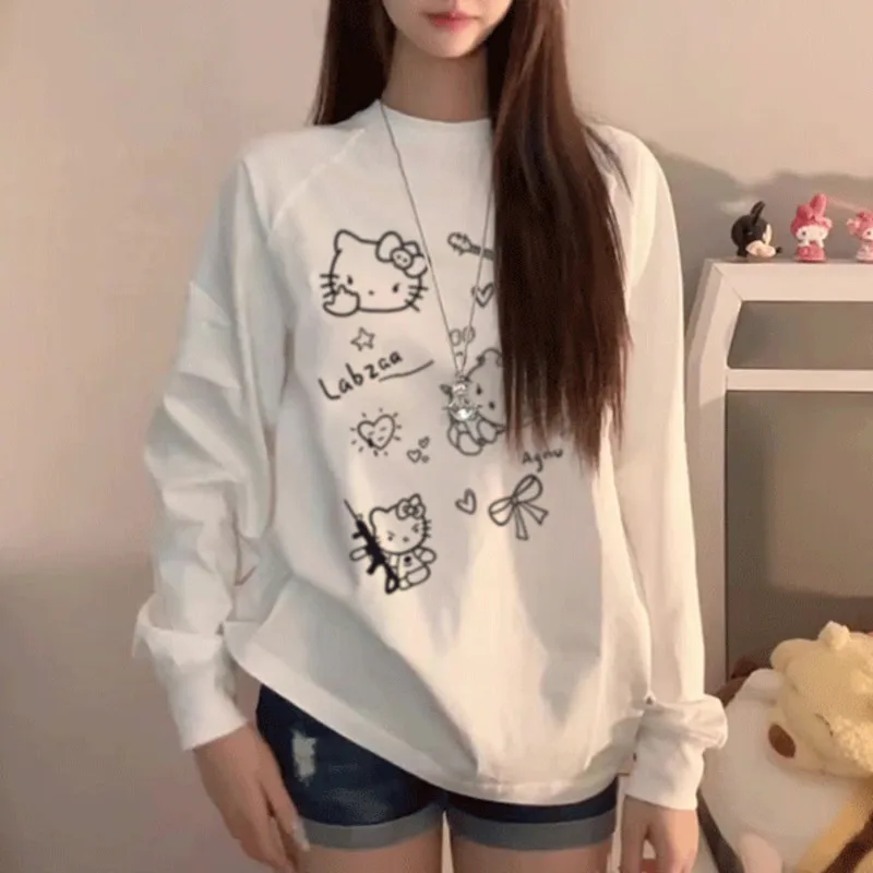 Женская футболка с длинным рукавом свободного покроя