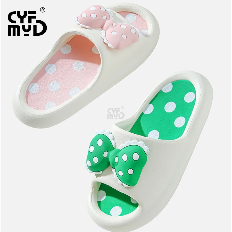 Women's Bowknot Home Slippers Falt Summer Cute Shoes for Woman Soft Comfortable Bathroom Designer Slides House Slipper Non-slip