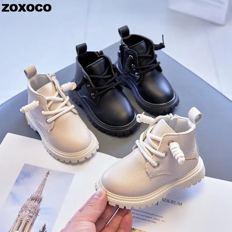 

Baby Kids Martin Boots Boys Shoes Autumn Winter Leather Children Boots Fashion Toddler Girls Boots Boots Kids Snow Shoes E08091