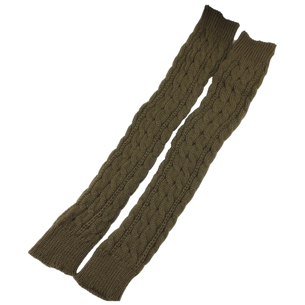 

1 Pair Arm Warmers Winter Clothes Accessory Wrist Warmer Arms Socks Solid Color Knitted Long Mittens for Outdoor Black