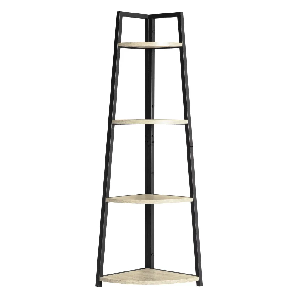 

4-Tier Corner Ladder Wood Shelf, Modern Display Rack, Multipurpose Bookshelf Plant Stand for Living Room and Office, Light Brown