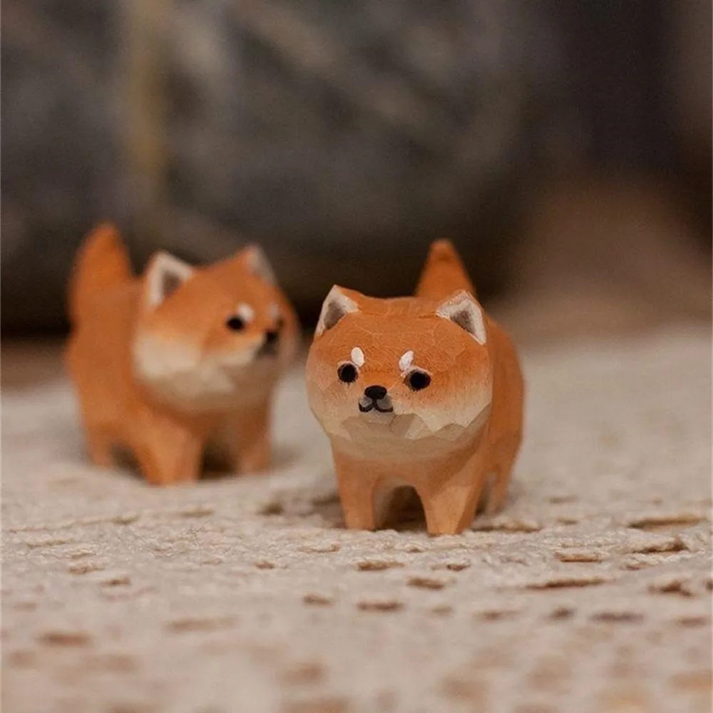

Mini Sandalwood Cat Wooden Cat Figurines Garden Ornaments Wooden Hand Carved Dog Kitten Miniatures Cat Crafts Home Decoration
