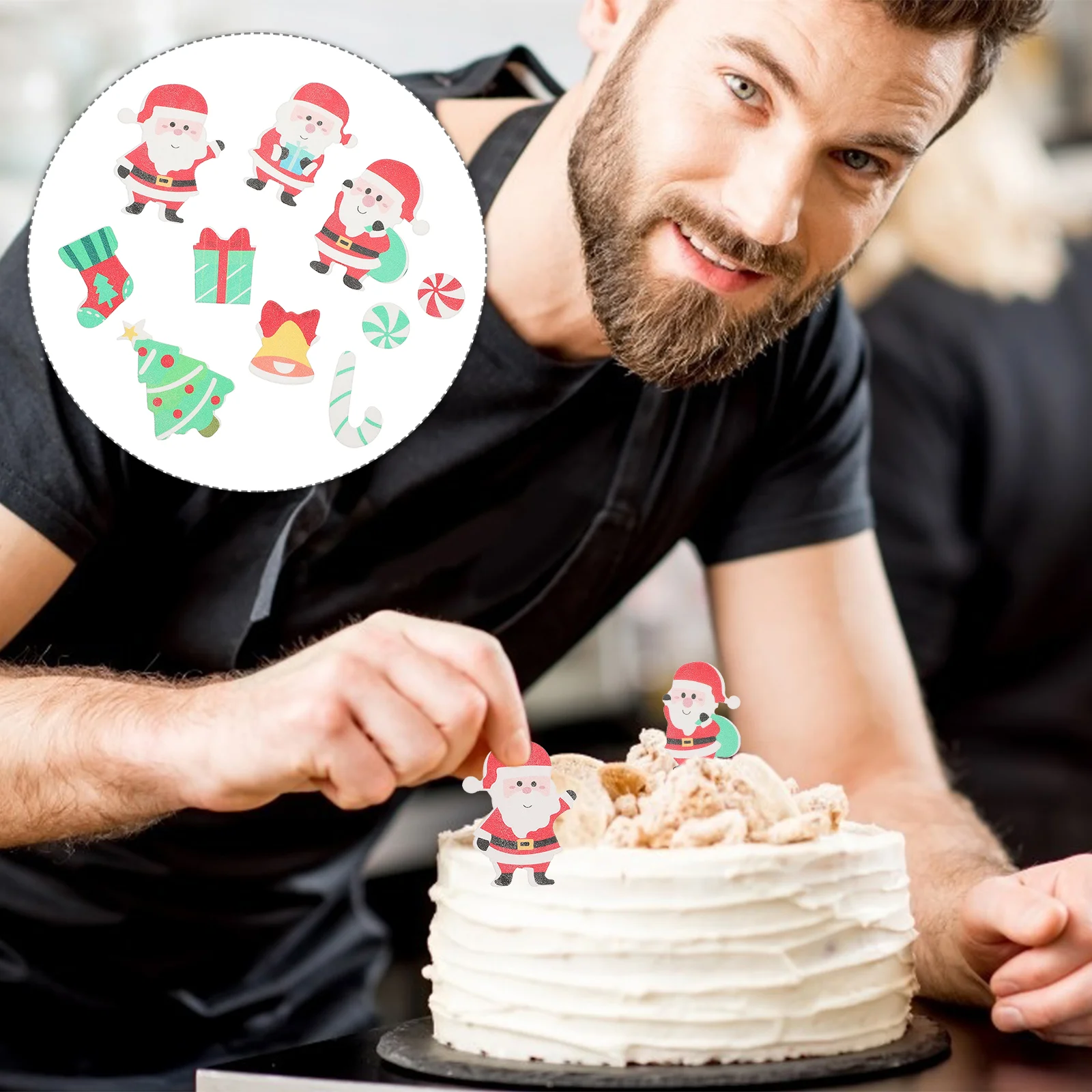 

100pcs Edible Flower Cake Xmas Party Cake Dessert Cake Decoration Edible Cake