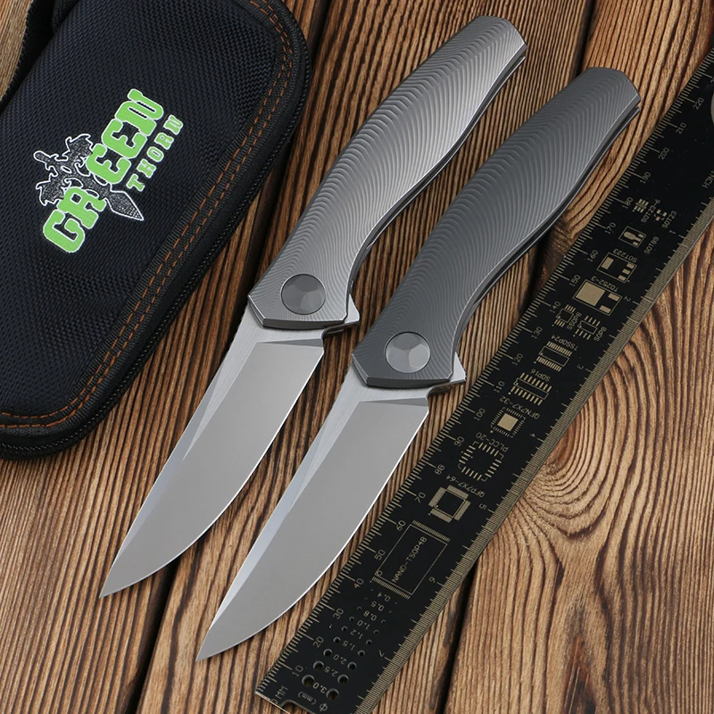 

Green thorn, BIo Folding knife M390 blade TC4 titanium handle outdoor camping practical fruit knife EDC tool