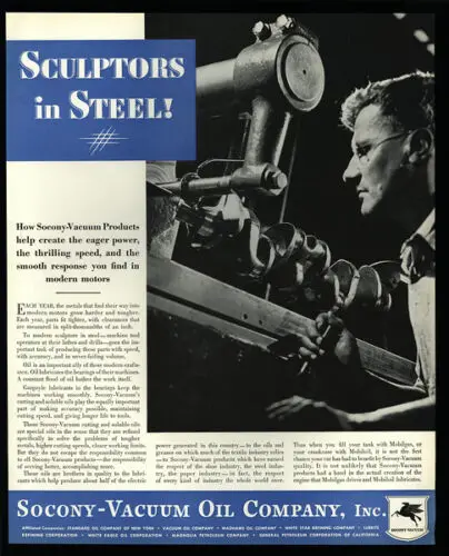 1н 1934 SOCONY-VACUUM Oil — Растворимые продукты Mobiloil ВИНТАЖНЫЙ рекламный знак