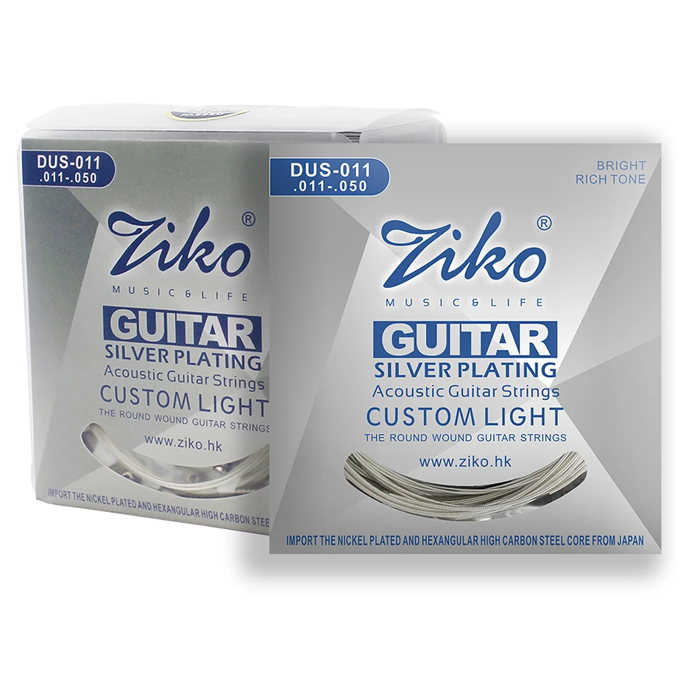 Струны для акустической гитары Ziko шестигранный сердечник из углеродистой стали