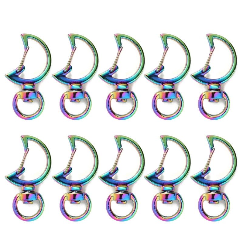 

10x/Set Rainbow Metal Hook Heart Keychain Lobster Clasp with Keyring 57BD