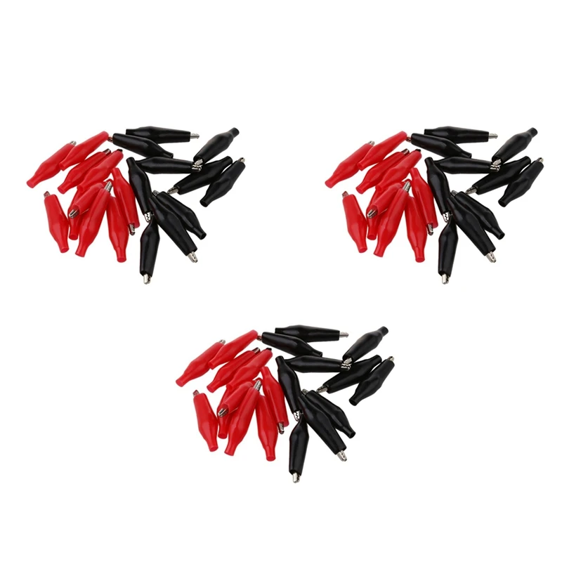 

New 60 Pcs Black Red Soft Plastic Coated Testing Probe Alligator Test Clip