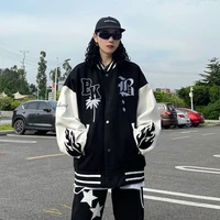american letters embroidered jackets coat womens y2k street hip hop trend baseball uniform lovers plus size casual loose jacket