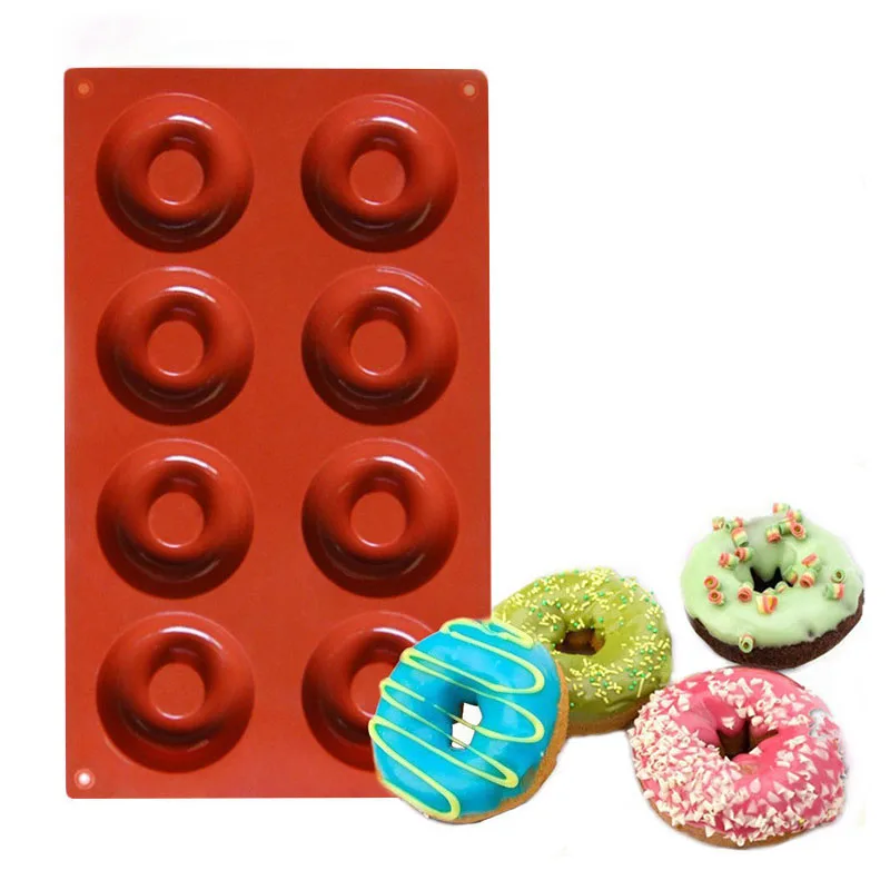 

Easy To Clean 8 Holes Donut Silicone Cupcake Kitchen Baking Mold Cake Pans Biscuit Dessert Cookie Doughnut DIY Chocolate Moulds