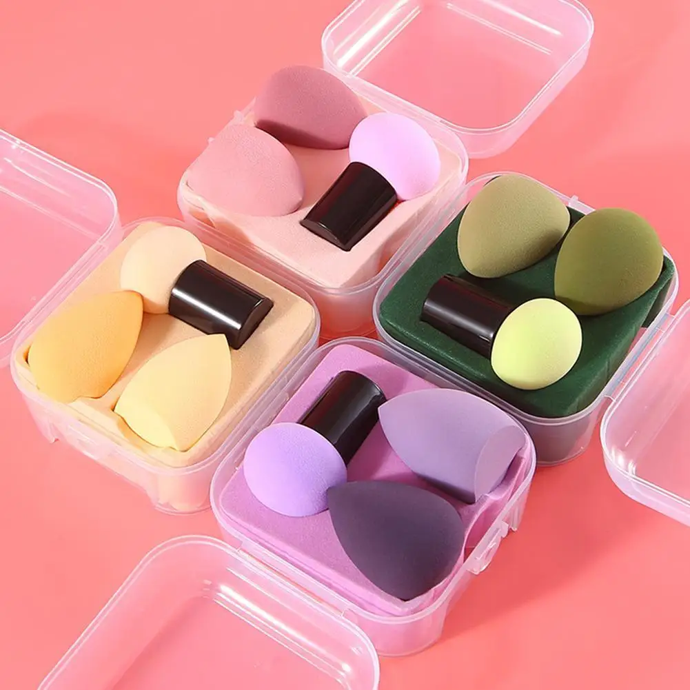 

3pcs Beauty Egg Set Wet And Dry Mushroom Head Makeup Sponge Make Up Accessories Air Cushion Powder Puff Kit With Storage Box
