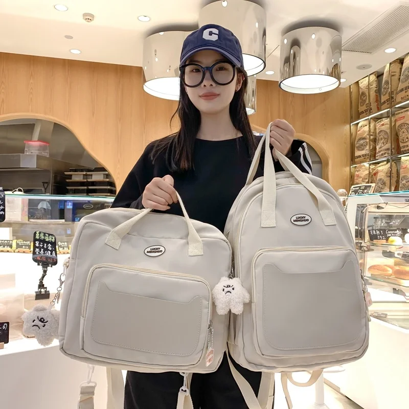 

2 Pcs Set Women Backpack High Quality School Bag Backpacks for Teenage Girls Shoulder Bags Kawaii Bookbag Fashion Cute Rucksack