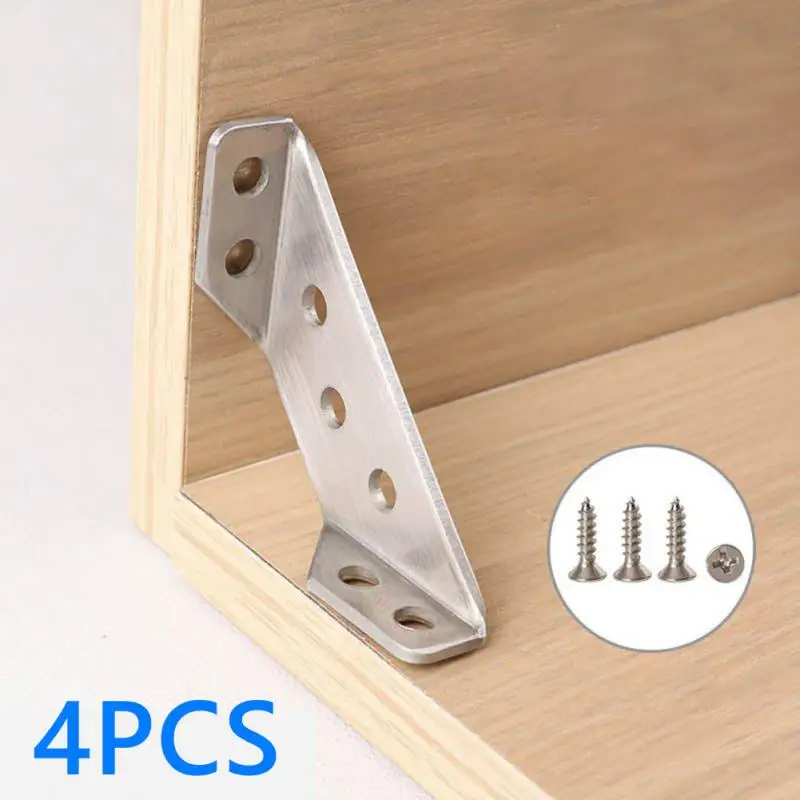 

4PCS Stainless Steel Angle Corner Brackets Fasteners Protector Right Angle Corner Stand Supporting Furniture Corner Bracket