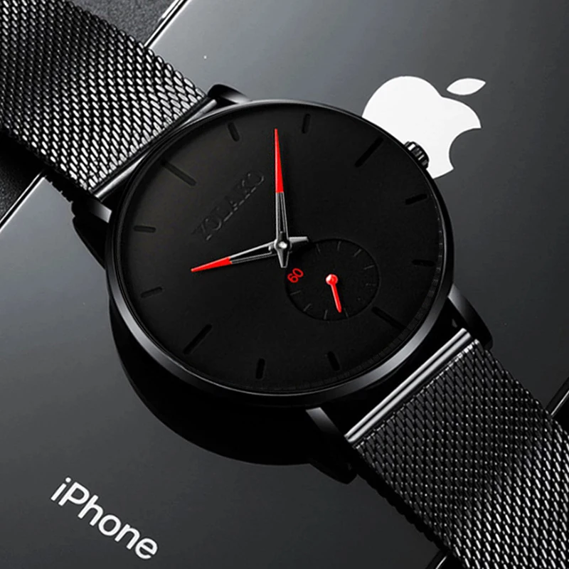 

Fashion Mens Sport Watches Male Ultra Thin Stainless Steel Mesh Belt Watch Men Business Quartz Wristwatch relogio masculino