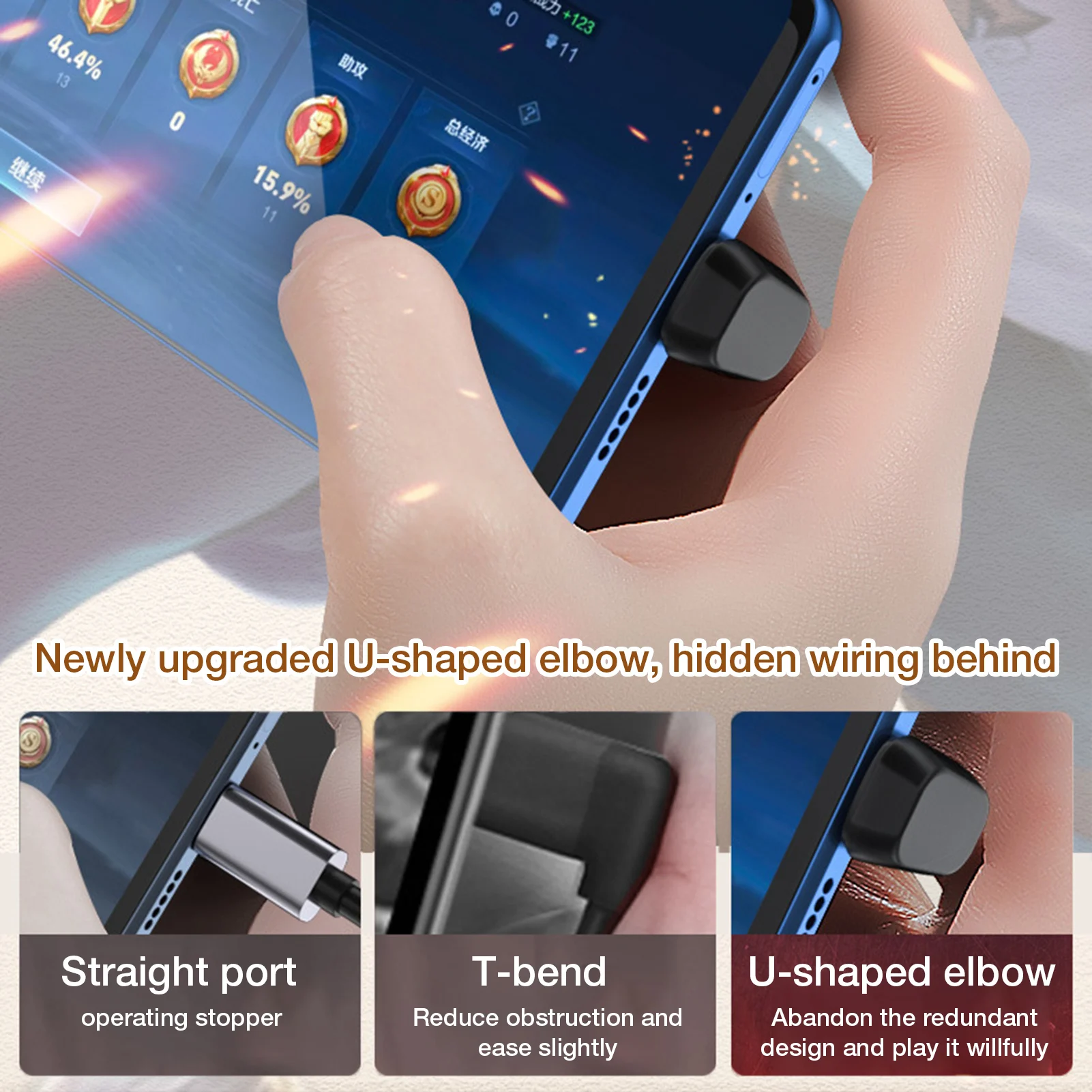 Адаптер для быстрой зарядки Type-C под прямым углом фоторазъем типа C USB 3. 0 40Gbp/s |