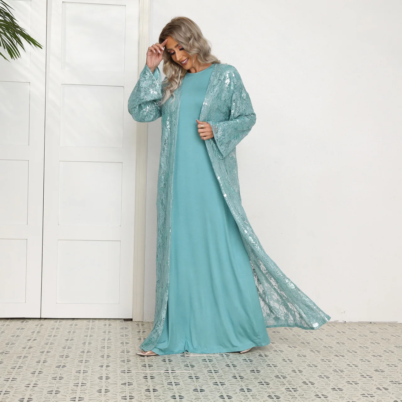 

Новый mslalb Дубай Кружева Вышивка блестки свободный комплект из двух частей