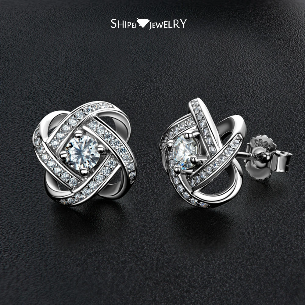 

Shipei 925 Sterling Silver VVS Flower D Color Real Moissanite Diamonds Gemstone Women Ear Studs Earrings Fine Jewelry With GRA