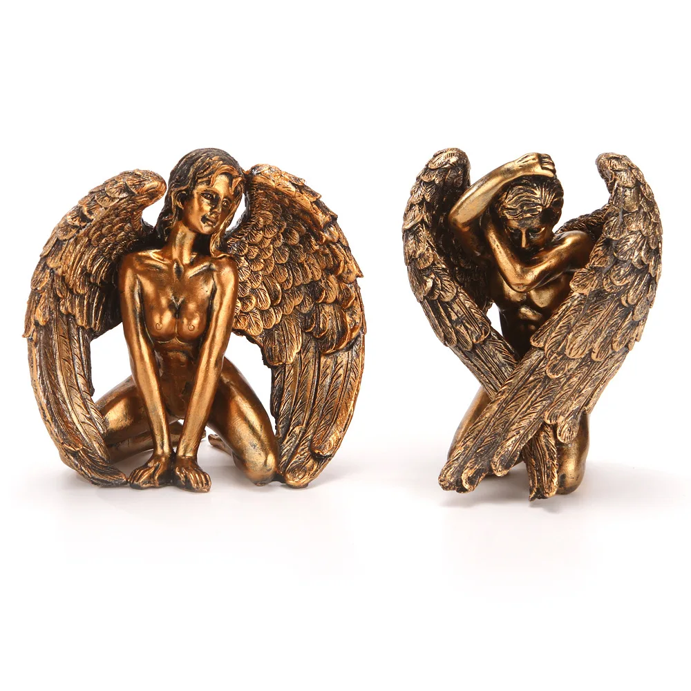 

Бронзованная статуя опавшего ангела, Женский/мужской Ангел, фигурка в ад, статуя из смолы, настольное украшение, Обнаженная женщина, мужчина...