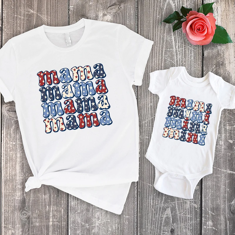 Одежда для мамы и меня 4 июля рубашки подходящие футболки патриотическая рубашка