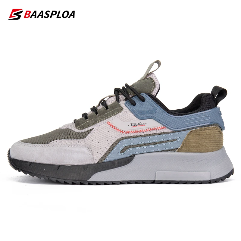 Baasploa Men Walking Shoes Breathable Mesh Casual Sneakers Fashion Men Sneakers Comfort Brand Sport Shoes 2023 New Arrival