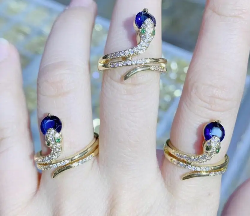 

1pcs New Style Gold-color snake open Rings Wedding Crystal Zirconia Ring For Women Minimalist Geometric Jewelry fd4g