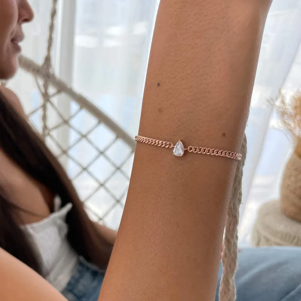 Stonefans минималистичный браслет-цепочка в форме капли для женщин 2024 изысканный